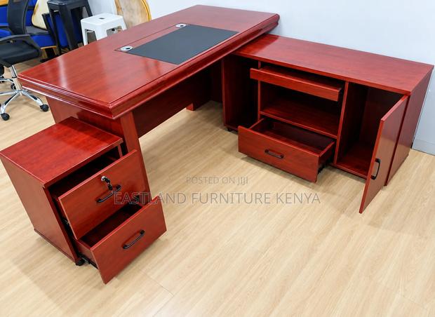 Executive L-Shaped Office Desk With Mobile Drawer Cabinet - main view