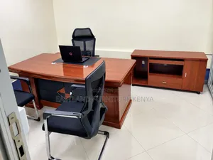 Executive Office Desk Set With Matching Credenzar Chairs