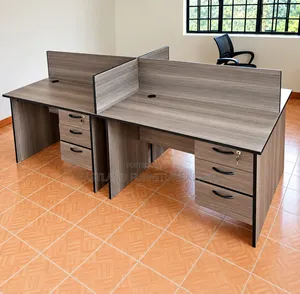 Modern 4 Person Office Workstation Desk With Drawers