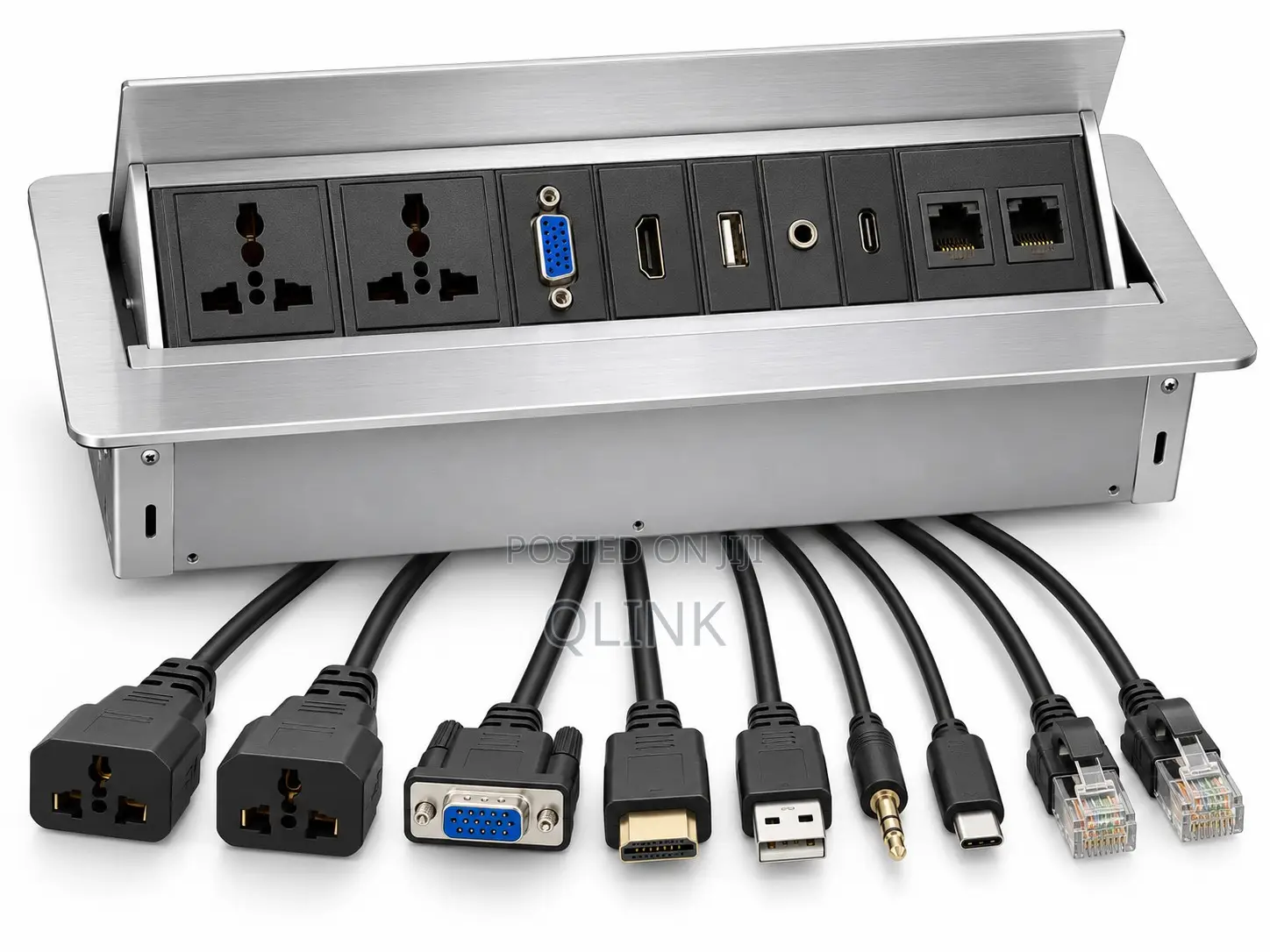 Silver Pop-Up Multifunction Socket With Cable Socket