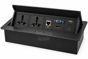 Black Pop-Up Multifunction Socket With Cable Socket
