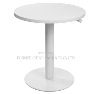 Dining Table; Round White Height Adjustable Bistro Modern Dining Table
