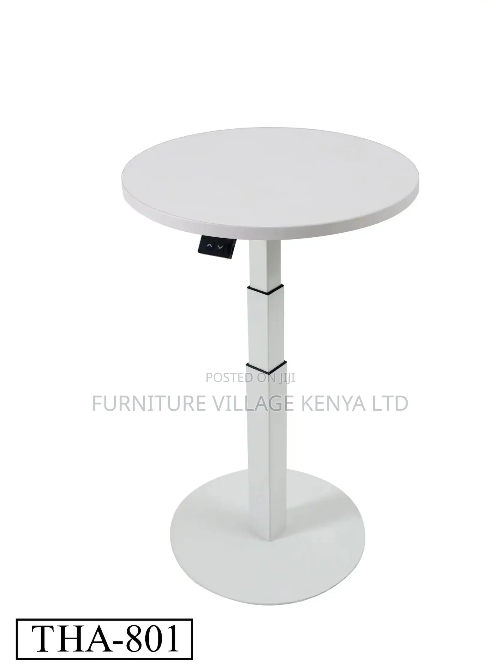 Dining Table; Round White Height Adjustable Bistro Modern Dining Table