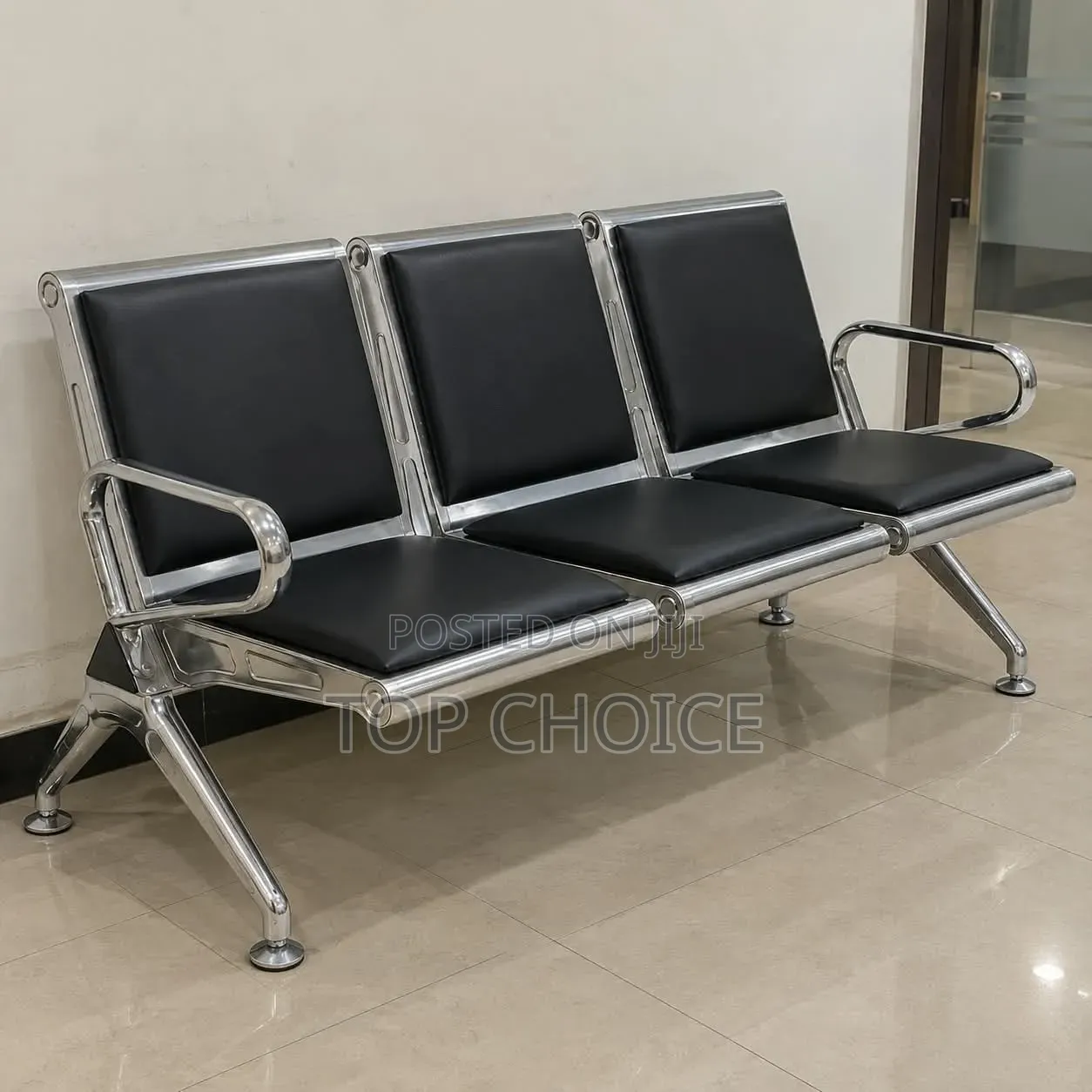 Stainless Steel Waiting Bench With Cushioned Seats