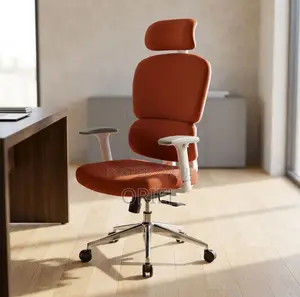 Office Chair : Orange Fabric Cushioned Seat