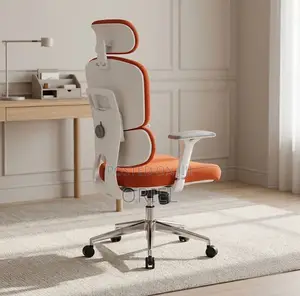 Office Chair : Orange Fabric Cushioned Seat
