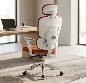 Office Chair : Orange Fabric Cushioned Seat