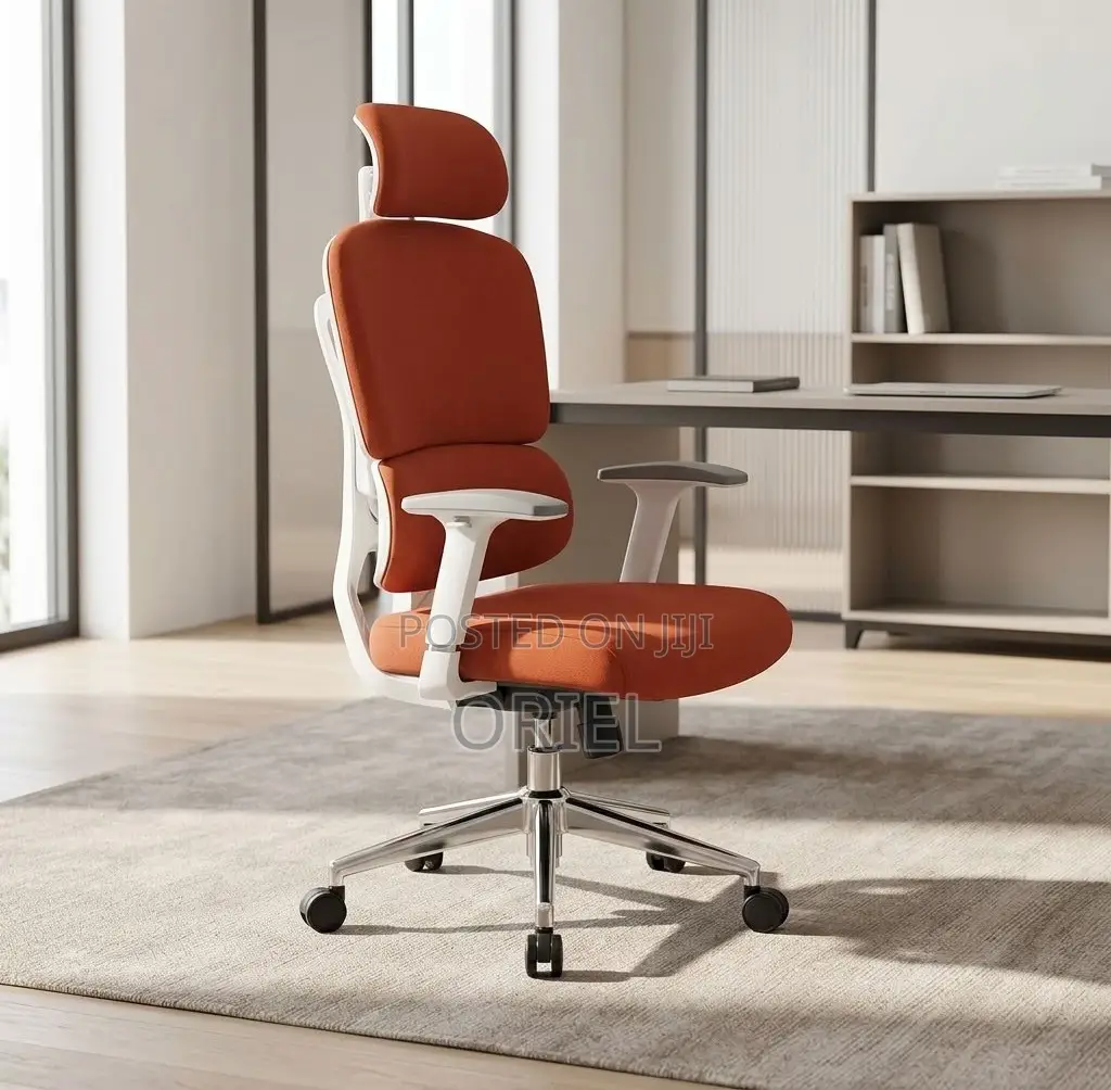 Office Chair : Orange Fabric Cushioned Seat