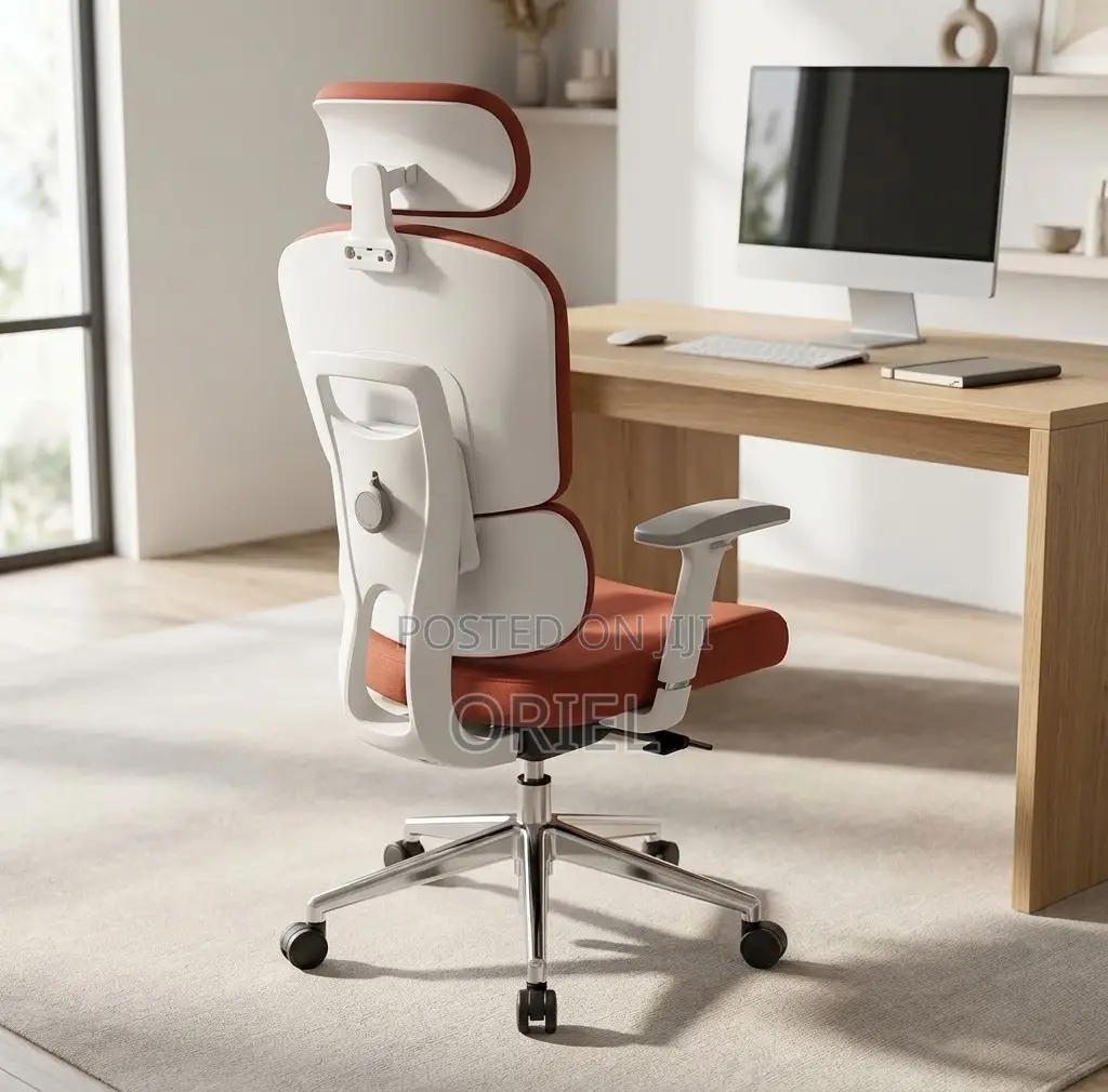 Office Chair : Orange Fabric Cushioned Seat