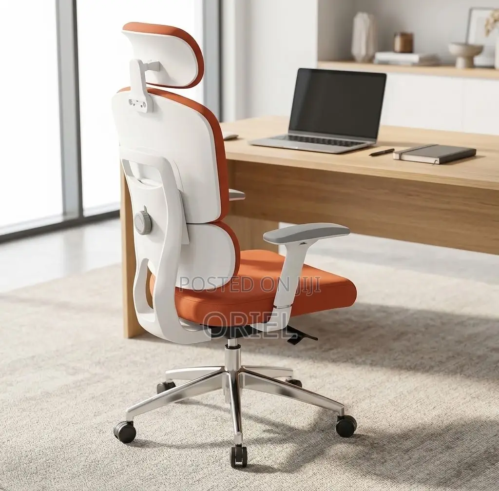 Office Chair : Orange Fabric Cushioned Seat
