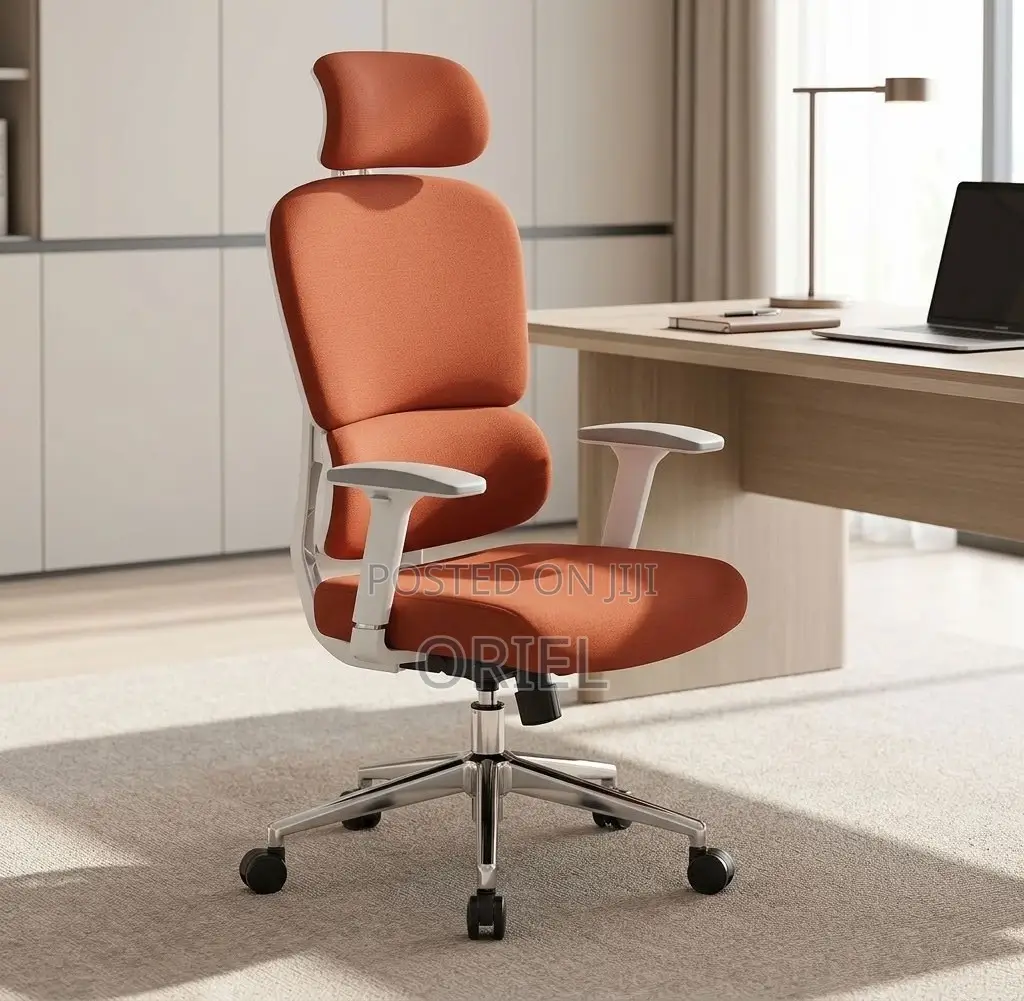 Office Chair : Orange Fabric Cushioned Seat