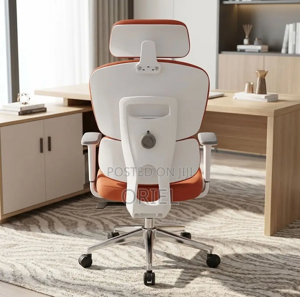 Office Chair : Orange Fabric Cushioned Seat