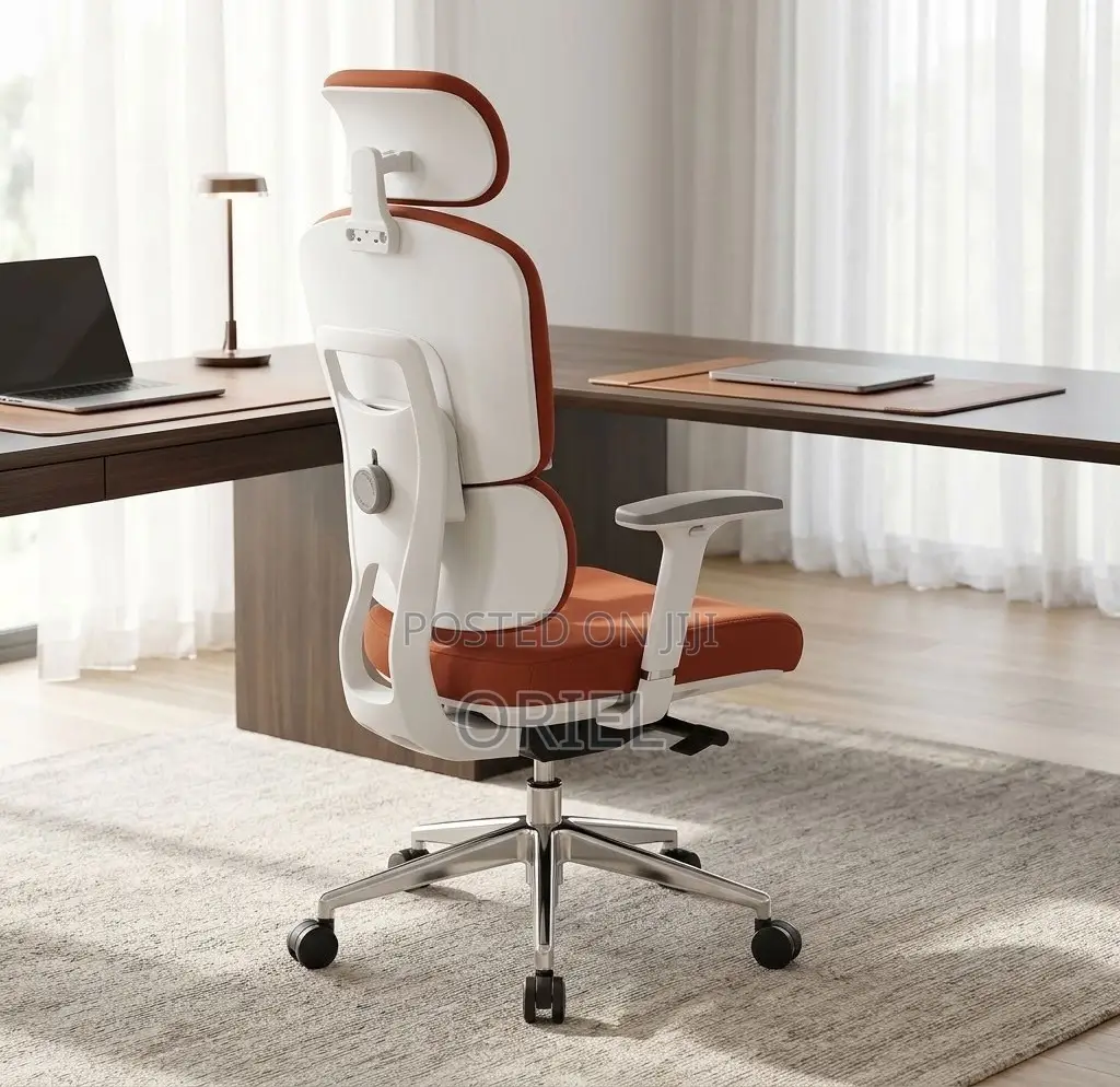 Office Chair : Orange Fabric Cushioned Seat