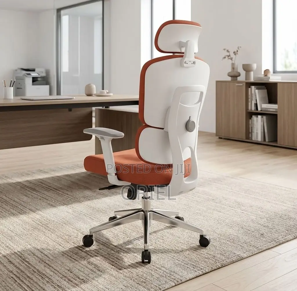 Office Chair : Orange Fabric Cushioned Seat