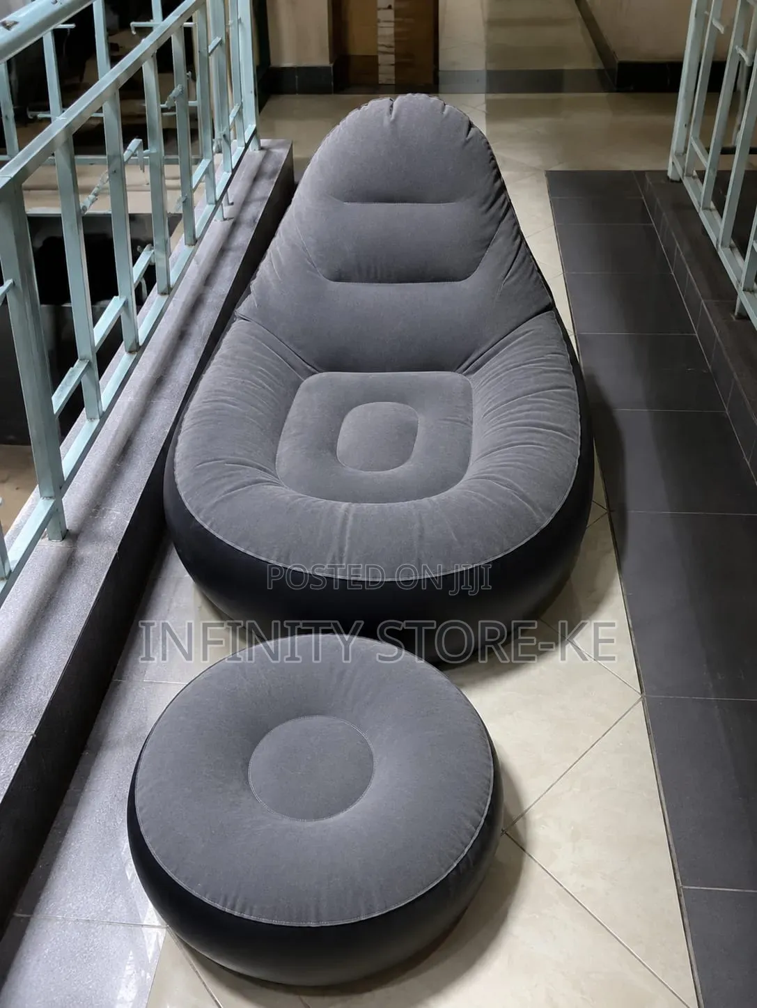 Inflatable Seat With Foot Rest and Free Pump