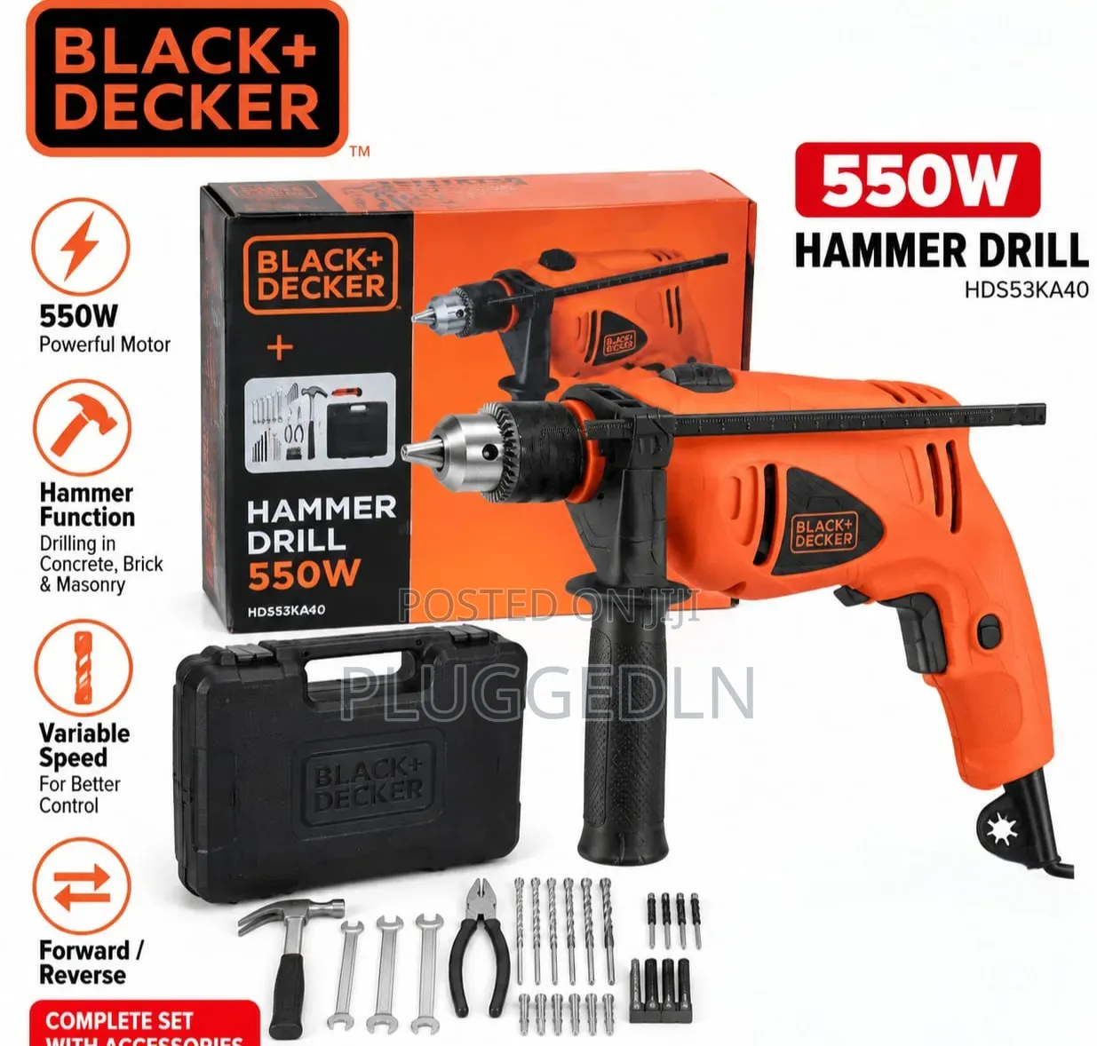 Black+Decker 550W Hammer Drill Kit .