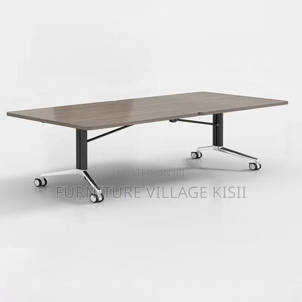 Dark Wood Mobile Folding Conference Room Table - thumbnail 8