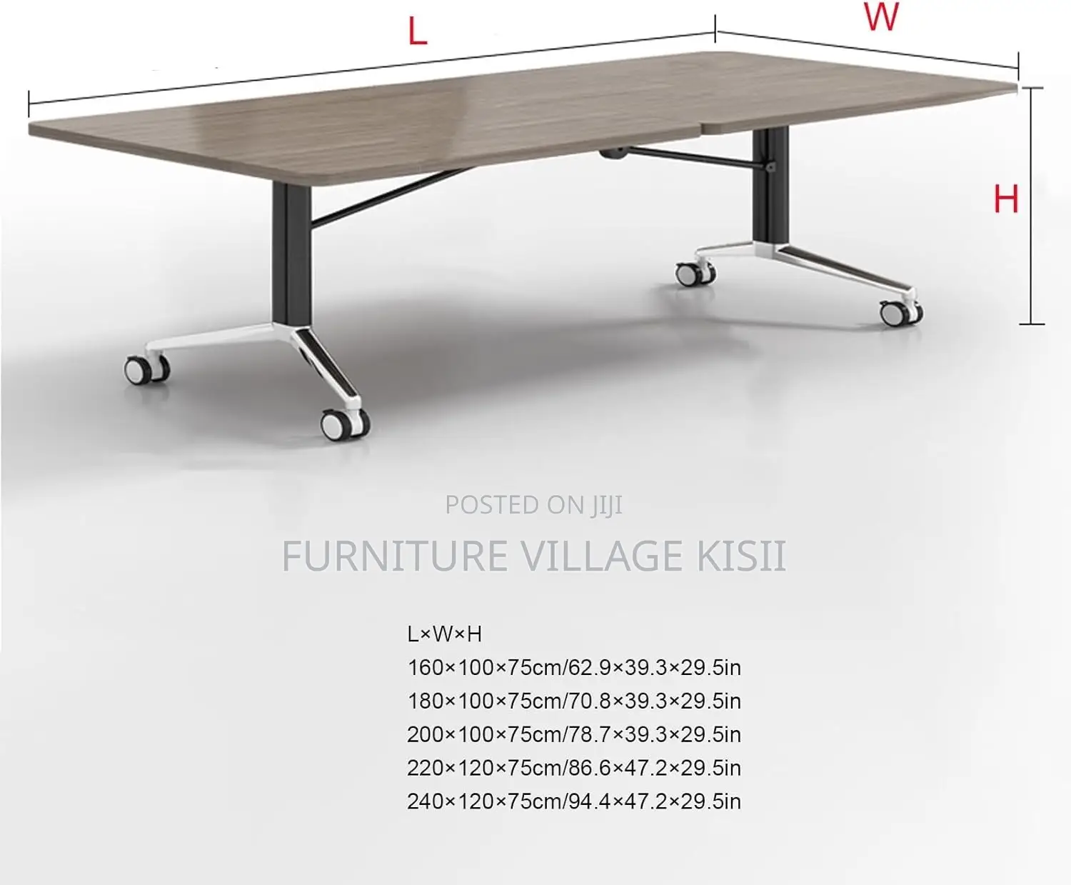 Dark Wood Mobile Folding Conference Room Table