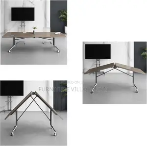 Dark Wood Mobile Folding Conference Room Table
