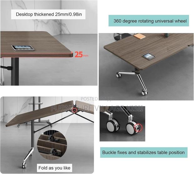 Dark Wood Mobile Folding Conference Room Table - thumbnail 5