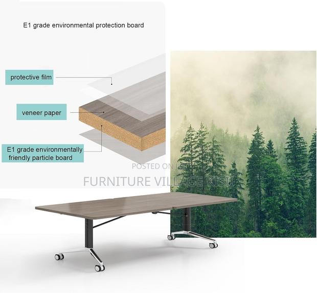Dark Wood Mobile Folding Conference Room Table - thumbnail 4