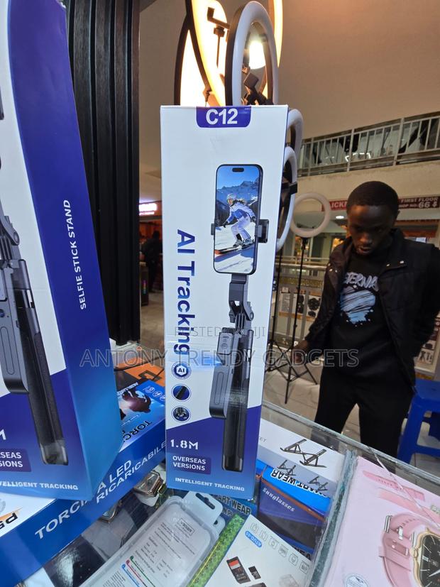 C12 AI Tracking Selfie Stick Tripod 1.8M With Gesture Control - thumbnail 2