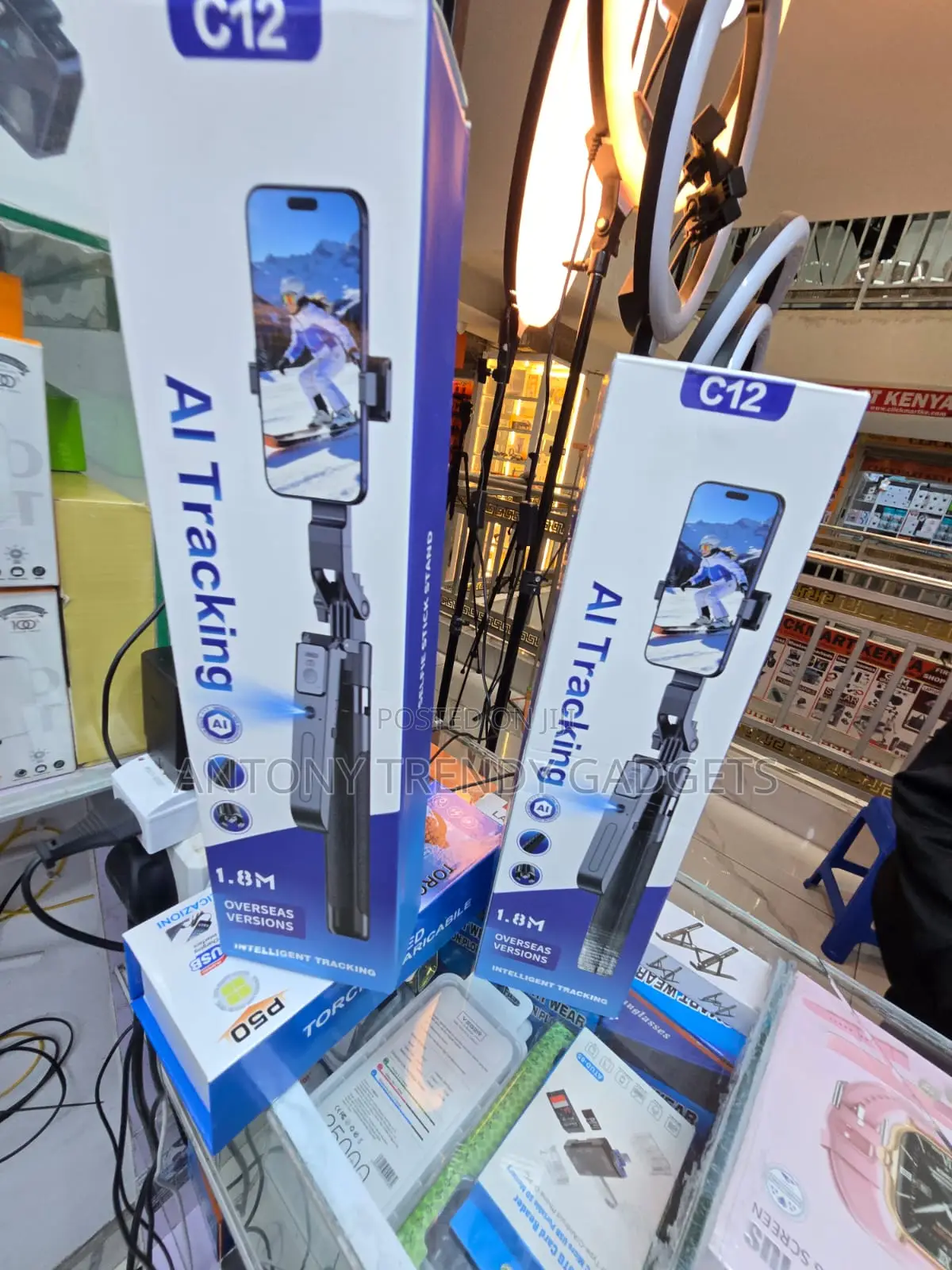 C12 AI Tracking Selfie Stick Tripod 1.8M With Gesture Control