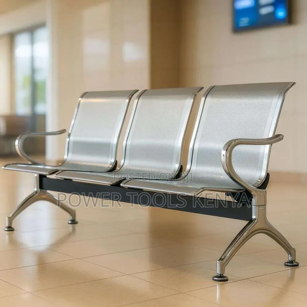 3-Seater Non-Padded Metal Link Waiting Bench.