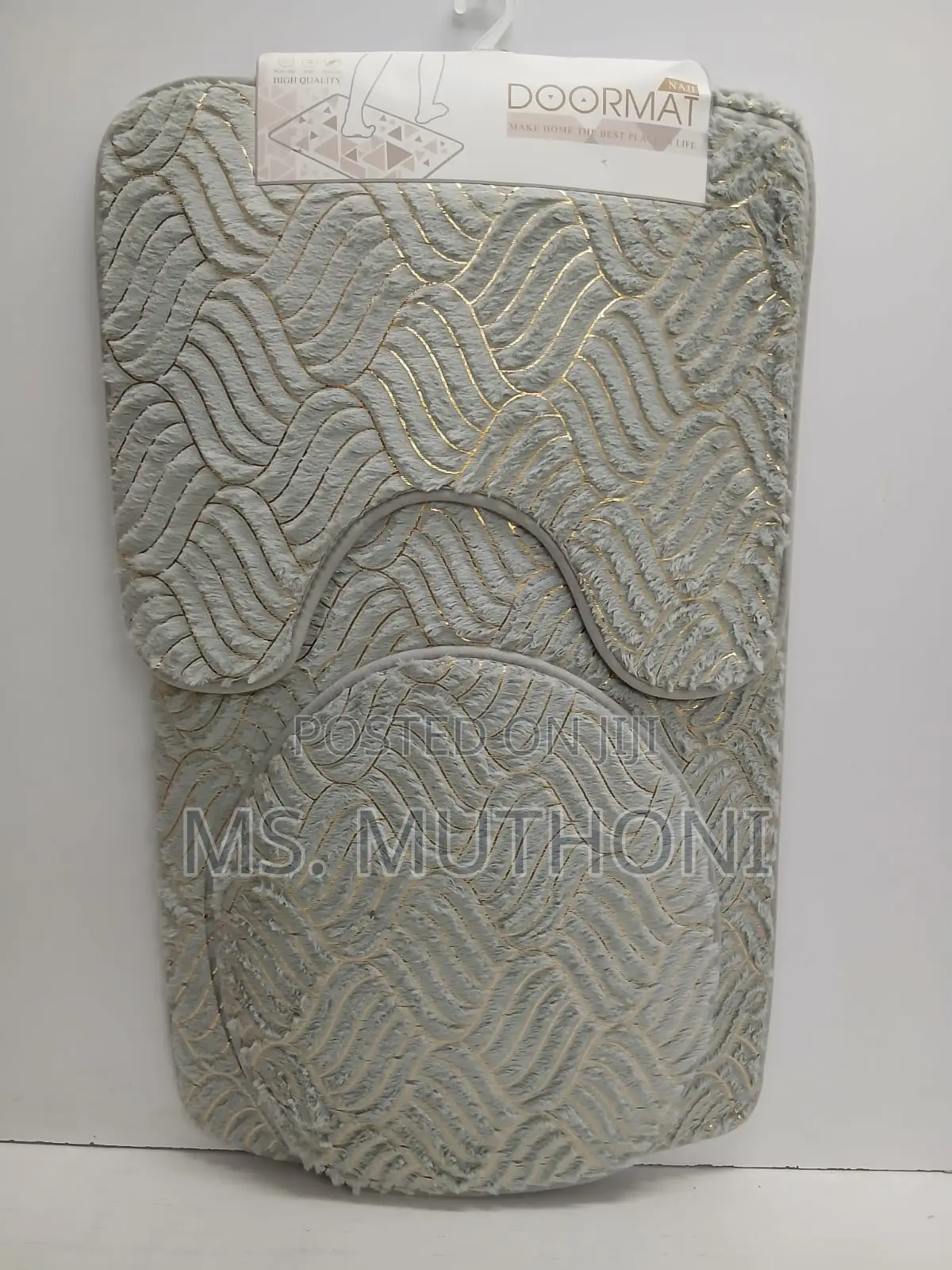 3-Piece Textured Wavy/Arch Pattern Bathroom Mat Set