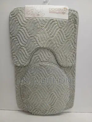 3-Piece Textured Wavy/Arch Pattern Bathroom Mat Set