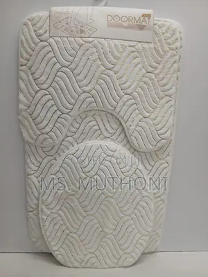 3-Piece Textured Wavy/Arch Pattern Bathroom Mat Set