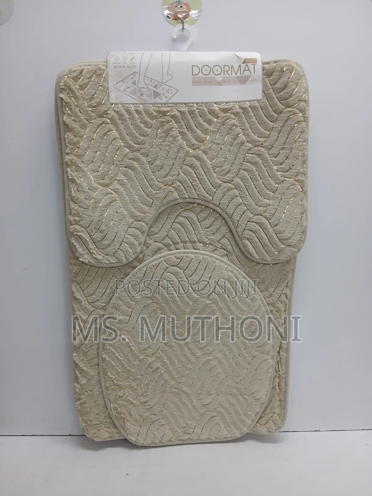 3-Piece Textured Wavy/Arch Pattern Bathroom Mat Set