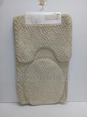 3-Piece Textured Wavy/Arch Pattern Bathroom Mat Set