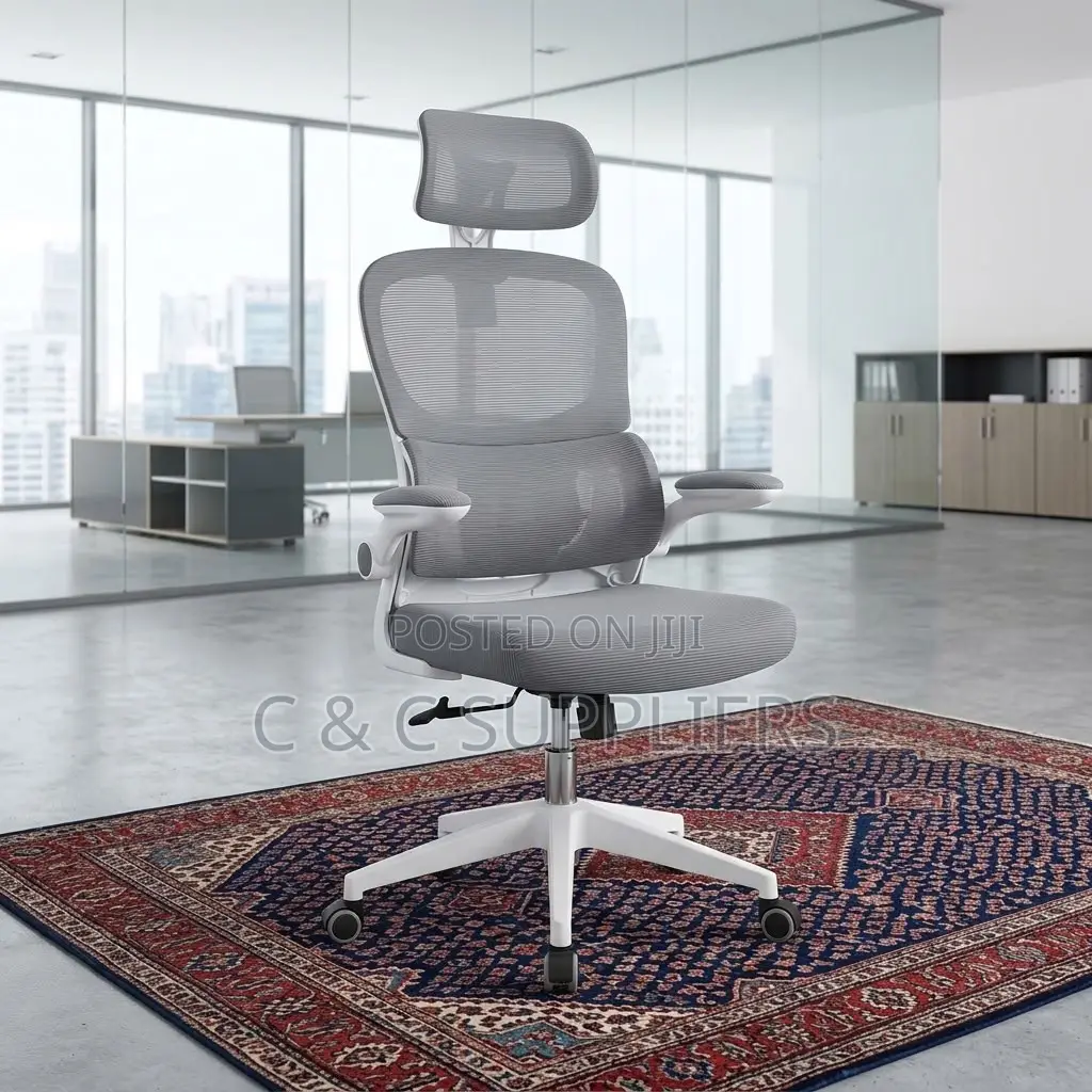 White Ergonomic Seat With Flipping Arm