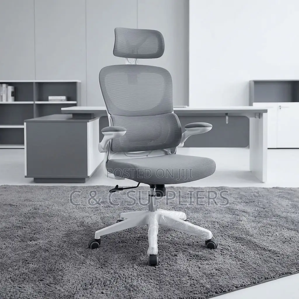 White Ergonomic Seat With Flipping Arm