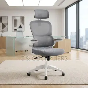 White Ergonomic Seat With Flipping Arm