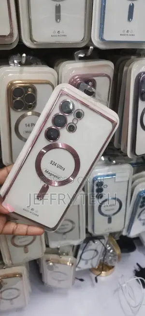 Pink Clear Magnetic Phone Case Designed for Samsung Galaxy S24 Ultra