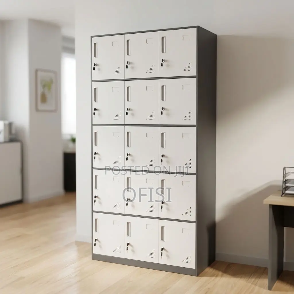 Office Cabinet; 15-Compartment Steel Storage Locker