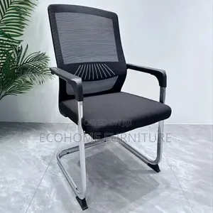 Black Mesh Visitor Chair With Chrome Sled Base