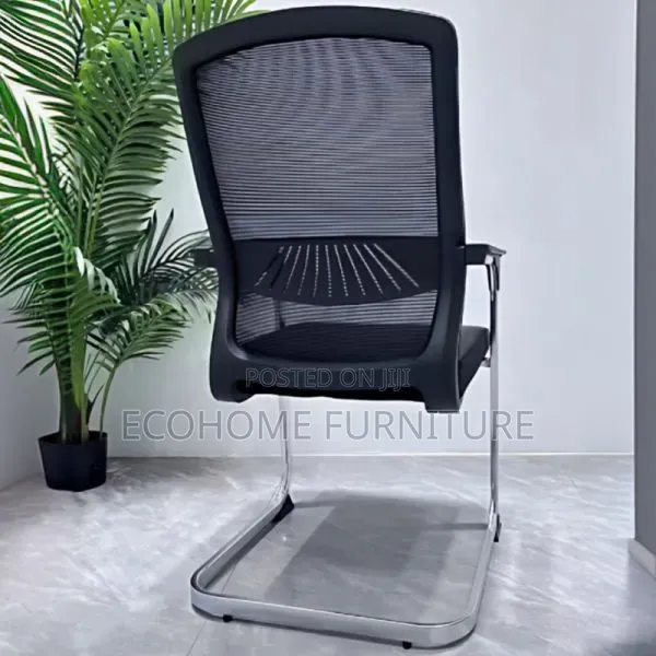 Black Mesh Visitor Chair With Chrome Sled Base