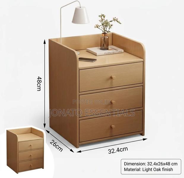 Modern 3 Drawer Wooden Bedside Table Nightstand Organizer