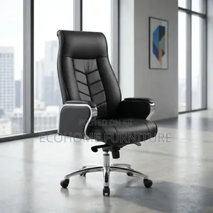 Executive Office Chair in Brown With Quilted Backrest