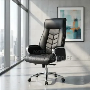 Executive Office Chair in Brown With Quilted Backrest