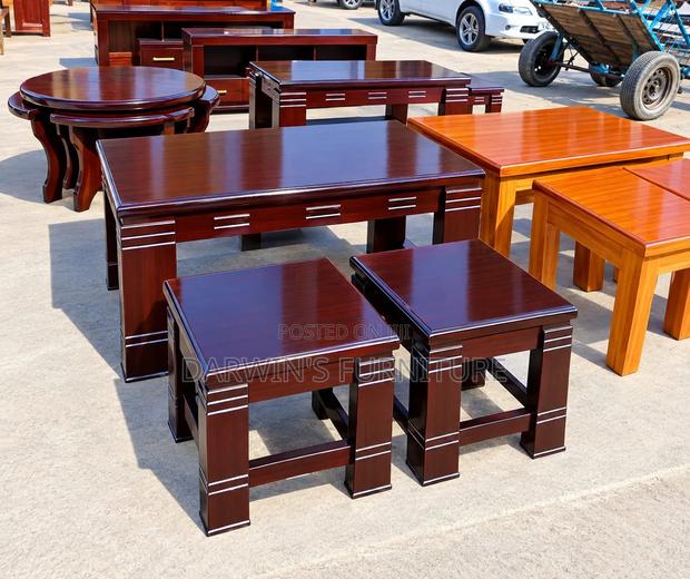 Modern Pure Mahogany Table and 2stools