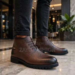 Coffee Clarks Leather Boots