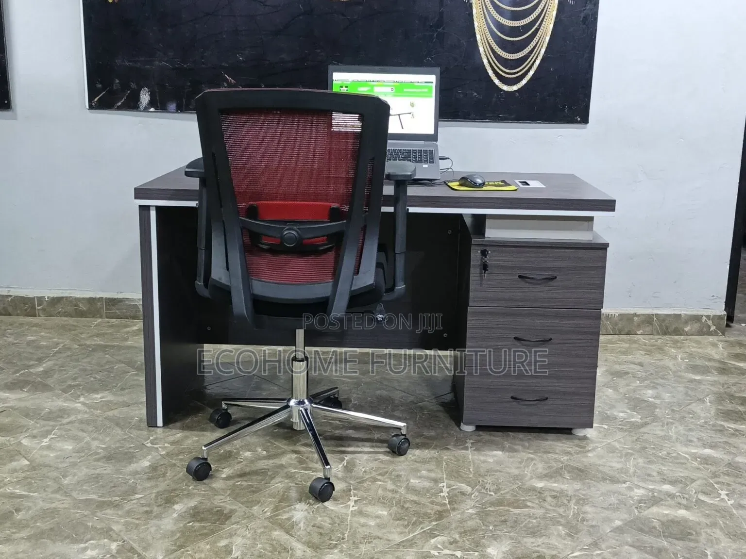 1.4m Executive Office Desk With Modern Grey Wood Finish