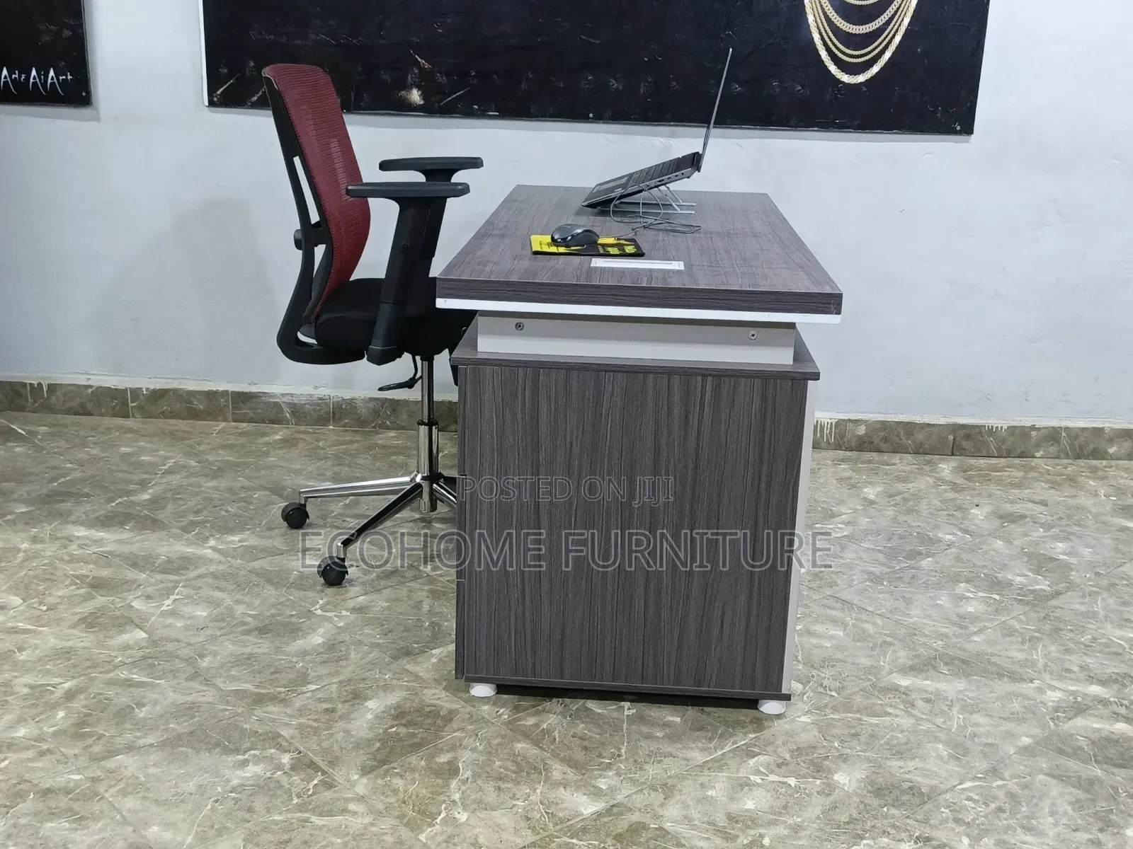 1.4m Executive Office Desk With Modern Grey Wood Finish