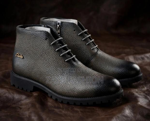 Grey Clarks Leather Boots