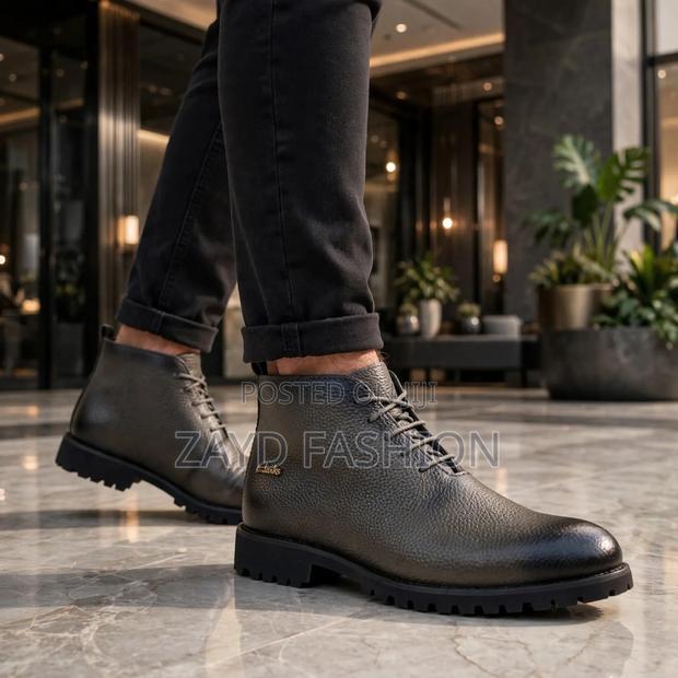 Grey Clarks Leather Boots - thumbnail 2