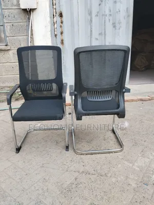 Visitor Office Chair – Black Mesh With Chrome Sled Base